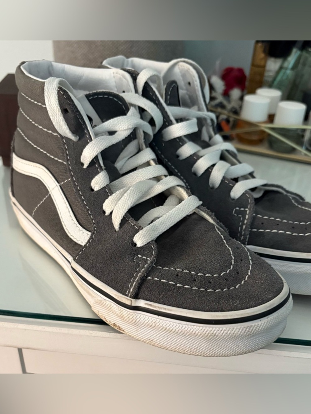 Vans Sk8 Hi Kids Size 3 Grey Suede